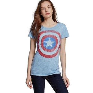 Marvel Captain America Blue Graphic Burnout Tee